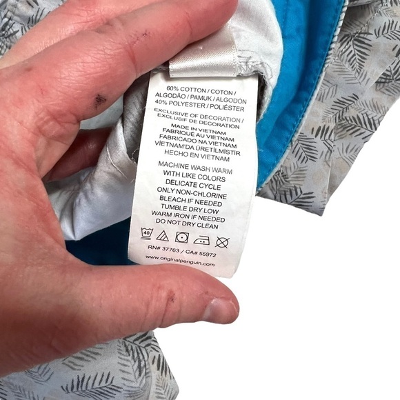 Penguin Men’s Grey Leaf Palm Frond Patterned Lightweight Hybrid Shorts Size 36 - Picture 10 of 16